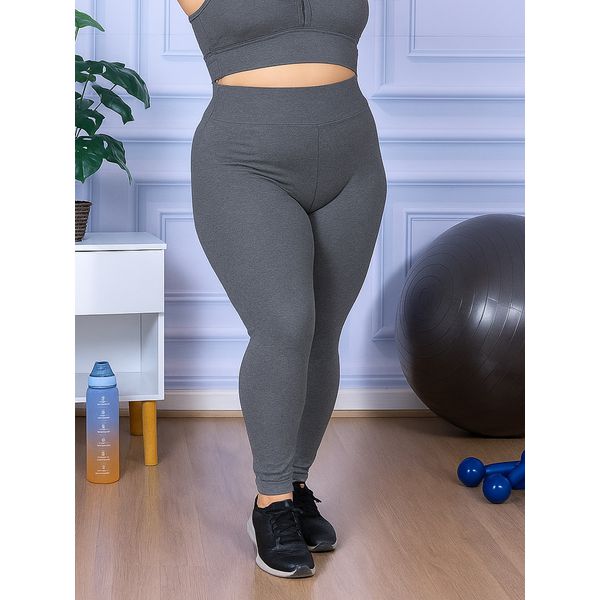Calça Legging Feminina Plus Size Cinza