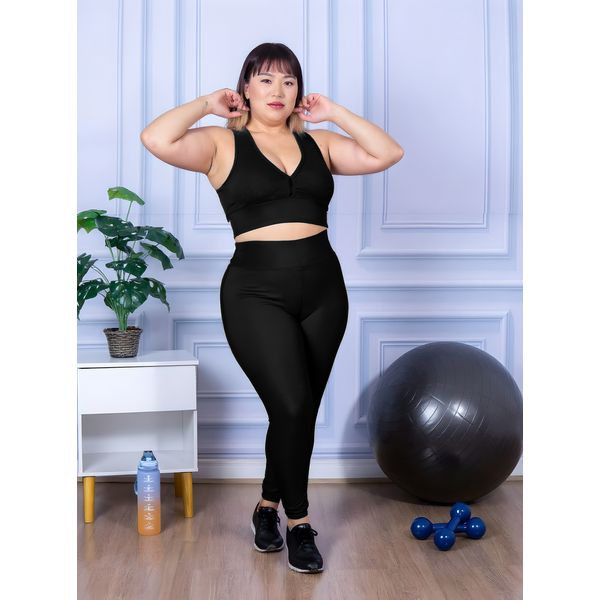 Calça Legging Feminina Plus Size Preta 