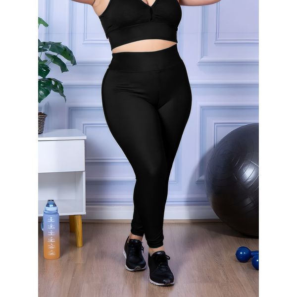 Calça Legging Feminina Plus Size Preta 