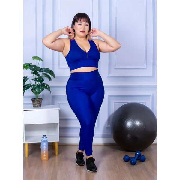 Calça Legging Feminina Plus Size Azul Royal