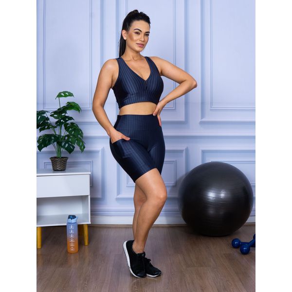 Conjunto Shorts 3D com Bolso + Top Nadador Chumbo