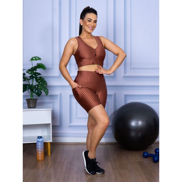 Conjunto Shorts 3D com Bolso + Top Nadador Bronze
