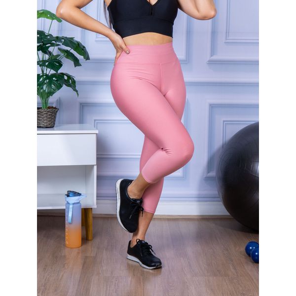 Calça Legging Suplex Corsário Rosa Bebê Moda LLevo Moda Fitness
