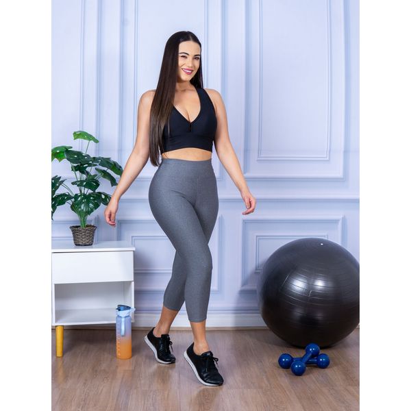 Calça Legging Suplex Corsário Cinza