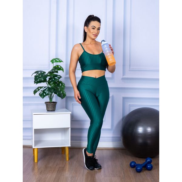 Conjunto de Academia Calça Legging 3D Cós Cruzado + Top Alça Jade