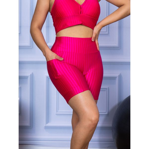 Short com Bolso Feminino de Academia Cirrê 3D Pink