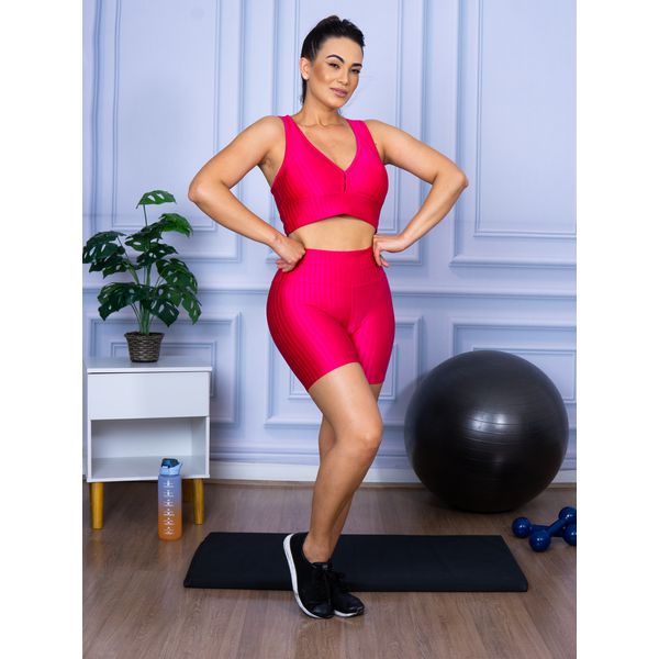 Conjunto Shorts 3D + Top Nadador Pink