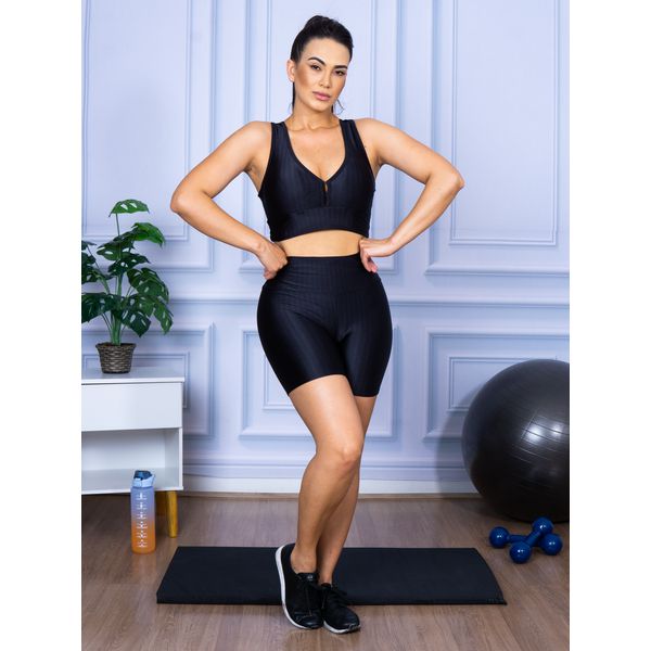 Conjunto Shorts 3D + Top Nadador Preto