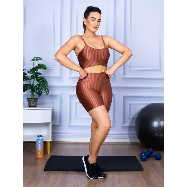 Conjunto Shorts 3D + Top Alça Bronze