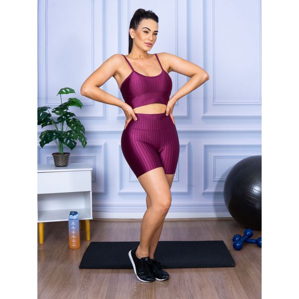 Conjunto Shorts 3D + Top Alça Marsala
