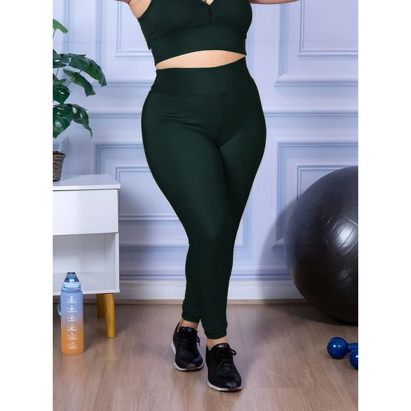 Calça Legging Feminina Plus Size Verde Militar