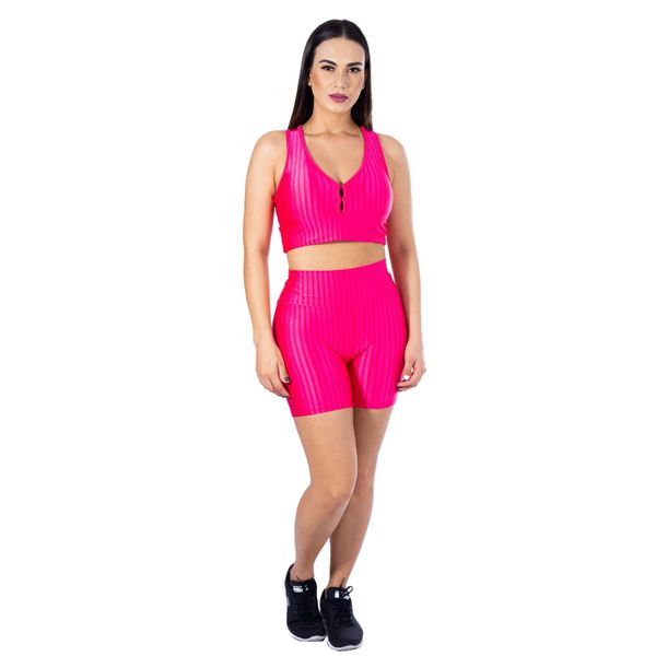 Conjunto Shorts 3D + Top Nadador Pink