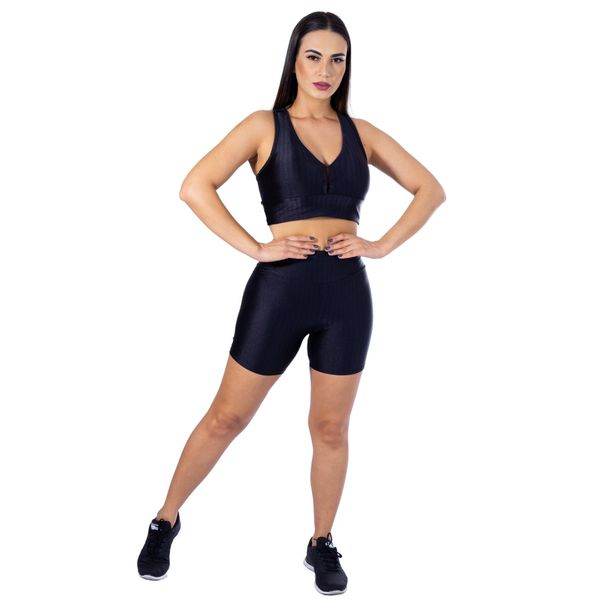 Conjunto Fitness Calça Legging 3D Cós Reto + Top Nadador Roxo, Moda LLevo