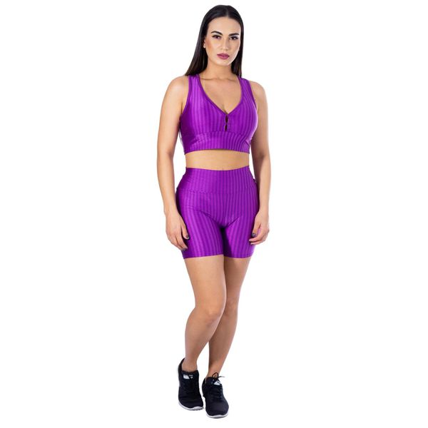 Conjunto Shorts 3D + Top Nadador Roxo