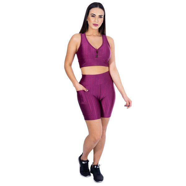 Conjunto Shorts 3D com Bolso + Top Nadador Marsala