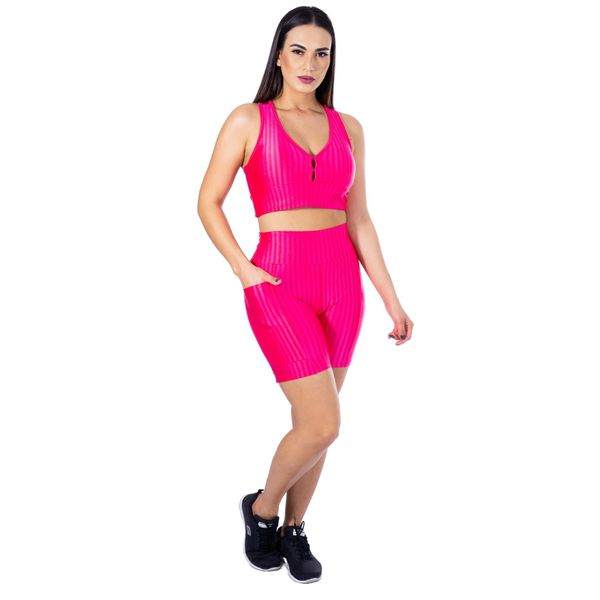 Conjunto Shorts 3D com Bolso + Top Nadador Pink