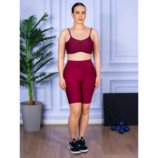 Conjunto Bermuda e Top Alça Costa Aberta Bordo