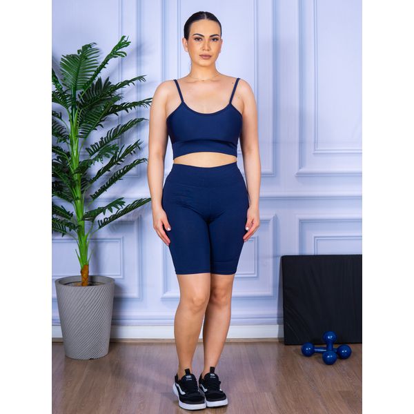 Conjunto Bermuda e Top Alça Azul Marinho