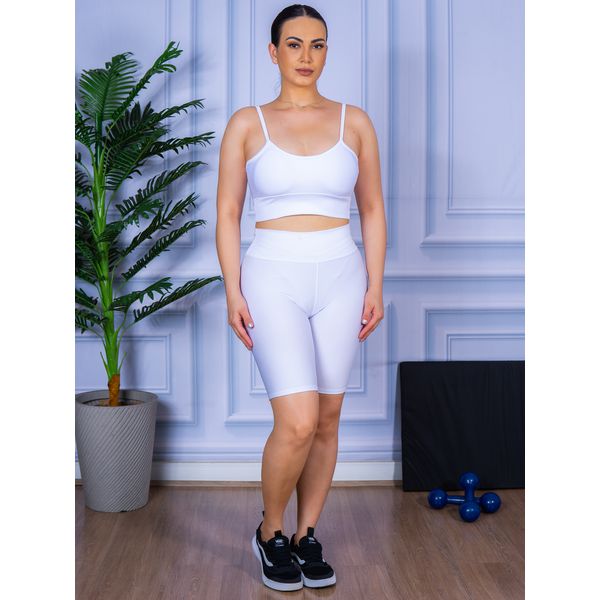 Conjunto Bermuda e Top Alça Branco