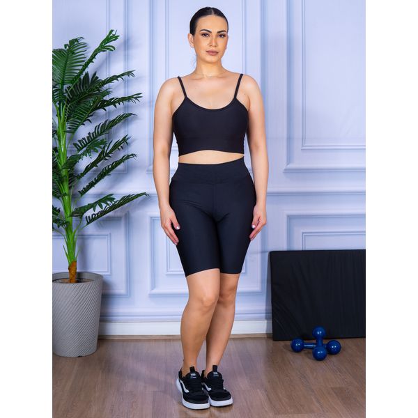Conjunto Bermuda e Top Alça Preto