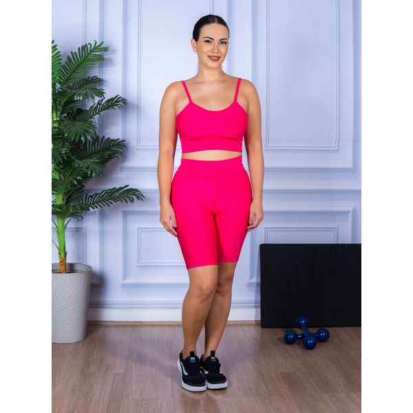 Conjunto Bermuda e Top Alça Rosa Pink