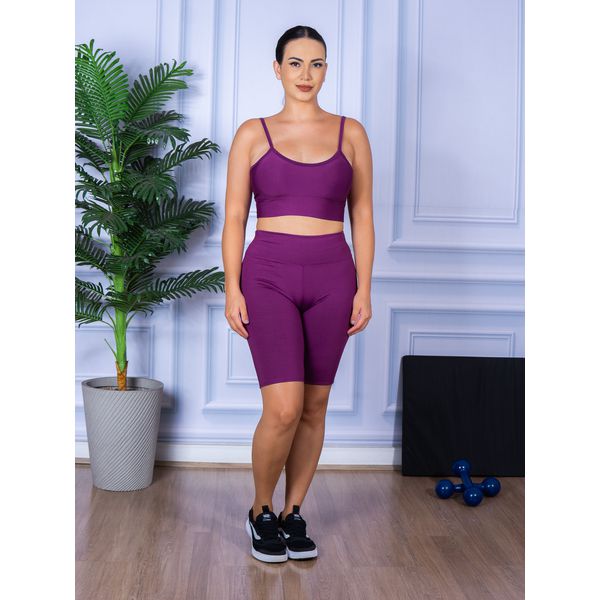 Conjunto Bermuda e Top Alça Roxo