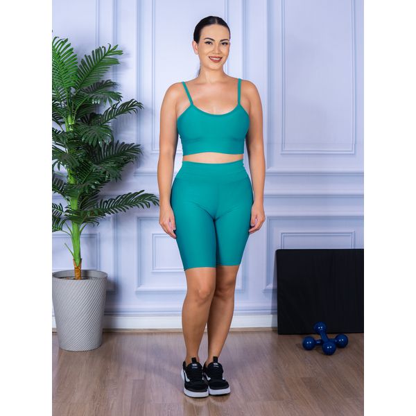 Conjunto Bermuda e Top Alça Verde Piscina