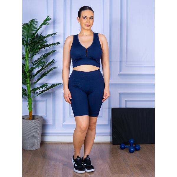 Conjunto Bermuda e Top Nadador Azul Marinho
