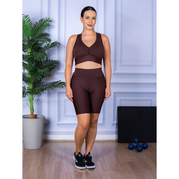 Conjunto Bermuda e Top Nadador Marrom