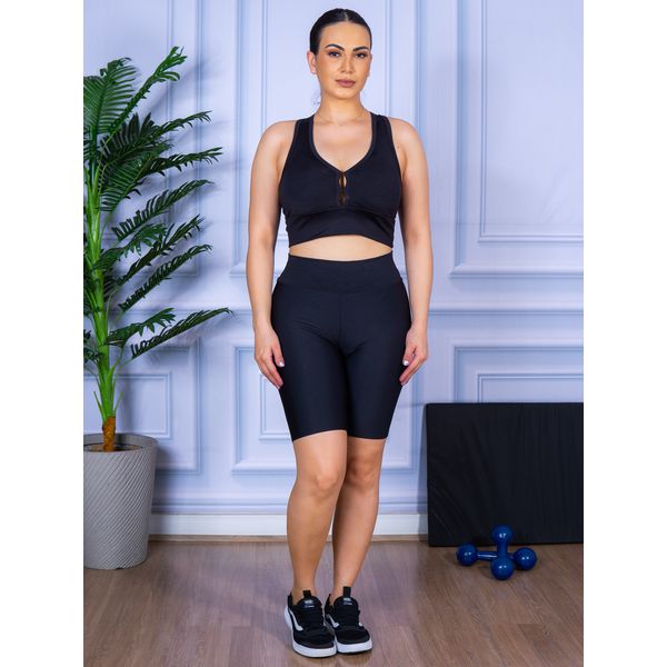 Conjunto Bermuda e Top Nadador Preto