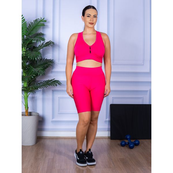 Conjunto Bermuda e Top Nadador Rosa Pink