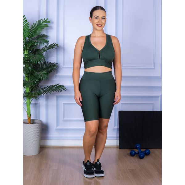 Conjunto Bermuda e Top Nadador Verde Militar