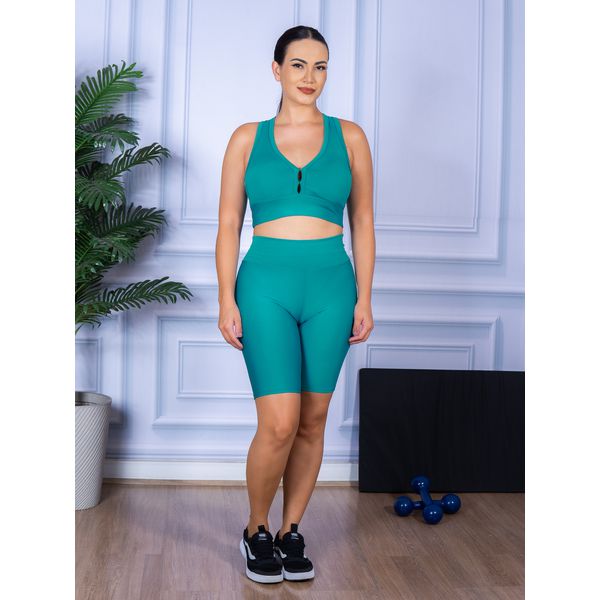 Conjunto Bermuda e Top Nadador Verde Piscina