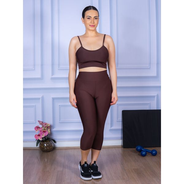 Conjunto Corsário e Top Alça Marrom