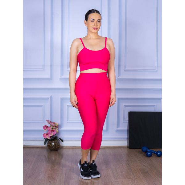 Conjunto Corsário e Top Alça Rosa Pink