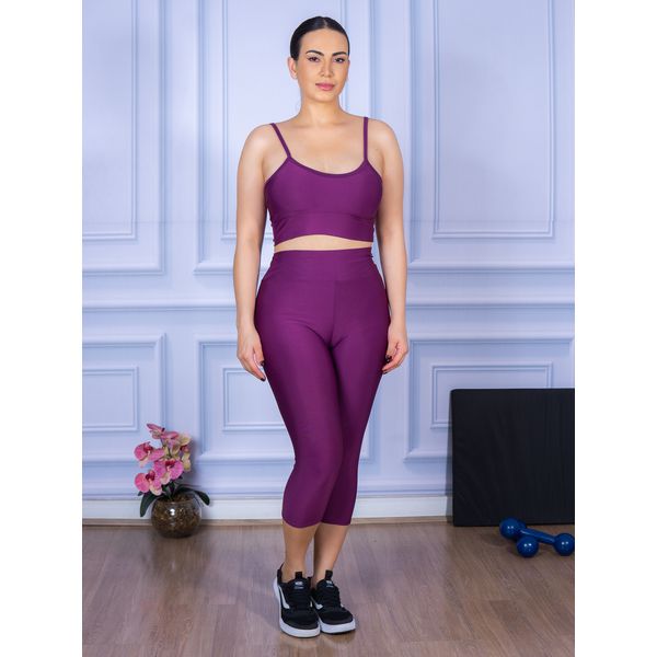 Conjunto Corsário e Top Alça Roxo