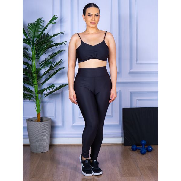 Conjunto Calça Legguing e Top Alça Costa Aberta Preto