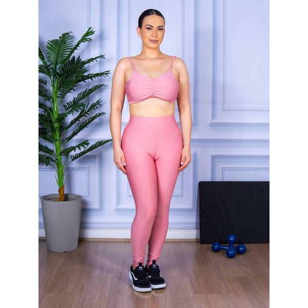 Conjunto Calça Legguing e Top Alça Costa Aberta Rosa