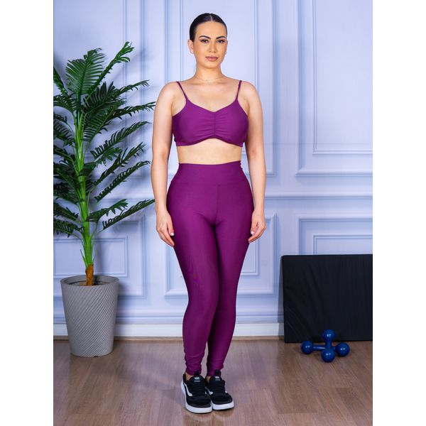 Conjunto Calça Legguing e Top Alça Costa Aberta Roxo