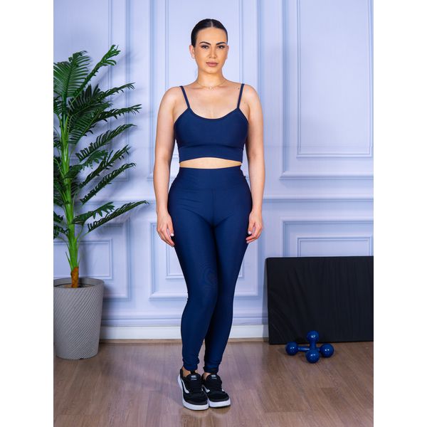 Conjunto Calça Legguing e Top Alça Azul Marinho