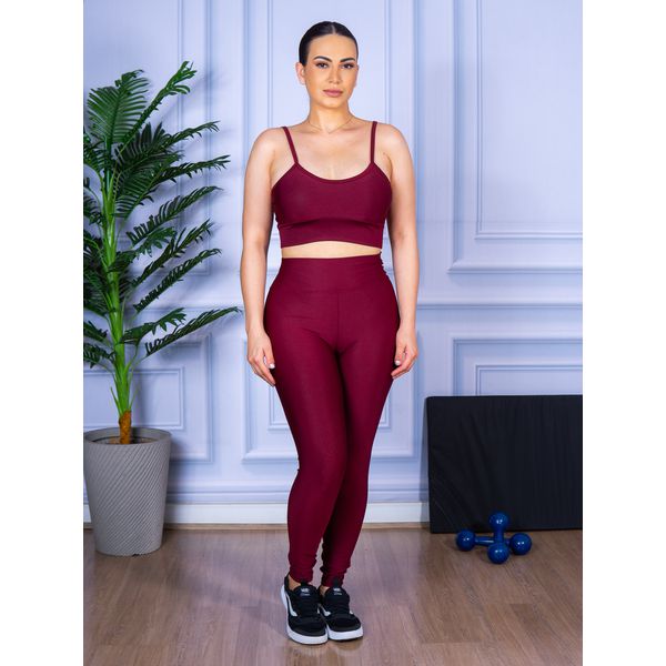 Conjunto Calça Legguing e Top Alça Bordo