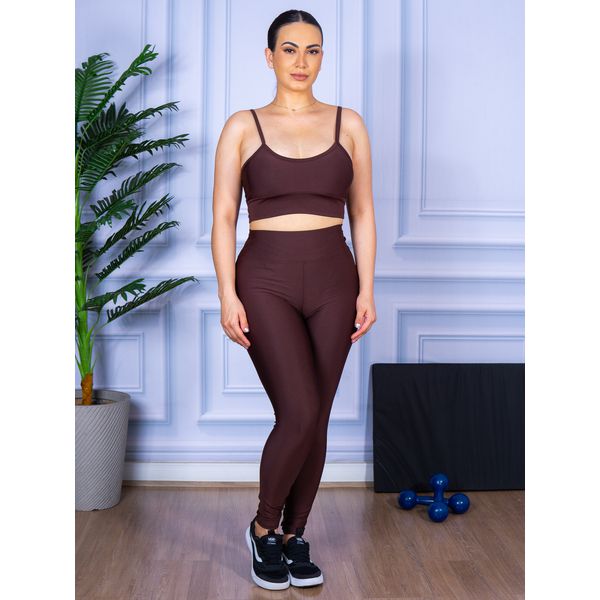 Conjunto Calça Legguing e Top Alça Marrom