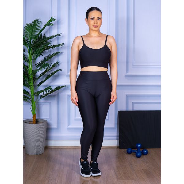 Conjunto Calça Legguing e Top Alça Preto