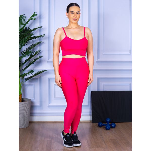 Conjunto Calça Legguing e Top Alça Rosa Pink