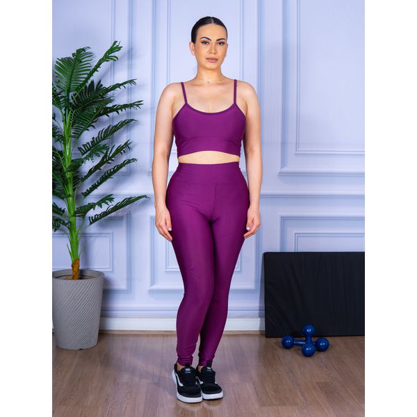 Conjunto Calça Legguing e Top Alça Roxo