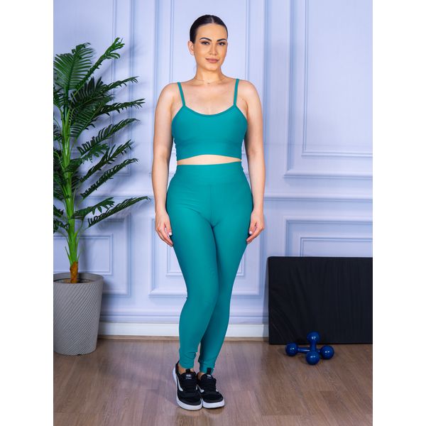 Conjunto Calça Legguing e Top Alça Verde Piscina