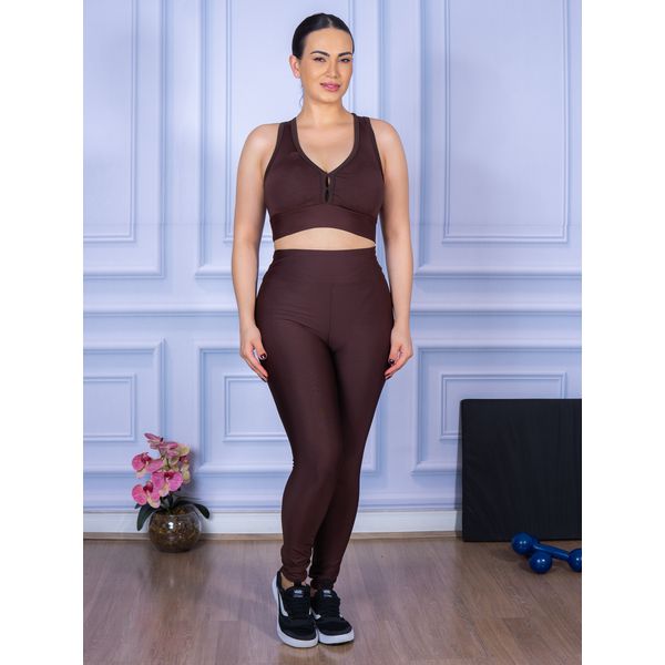 Conjunto Calça Legguing e Top Nadador Suplex Marrom