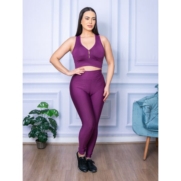 Conjunto Calça Legguing e Top Nadador Suplex Roxo Uva