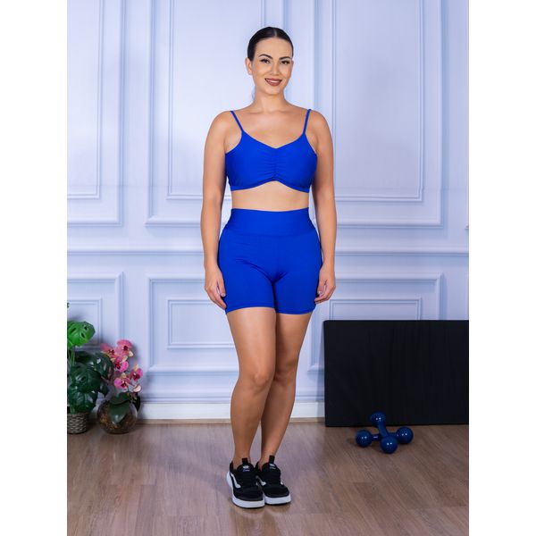 Conjunto Shorts e Top Alça Costa Aberta Suplex Azul Marinho Copia