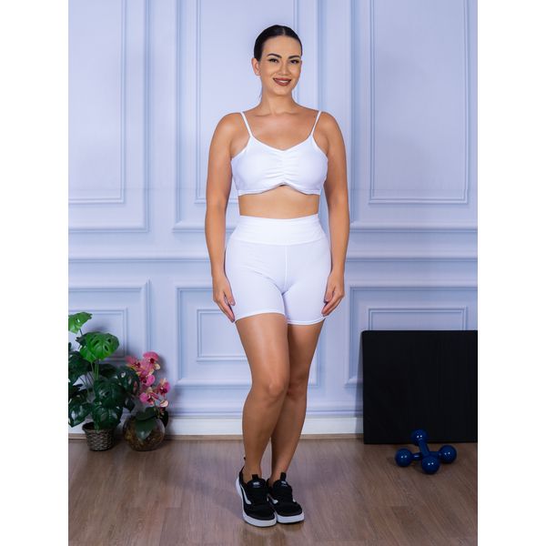 Conjunto Shorts e Top Alça Costa Aberta Suplex Branco